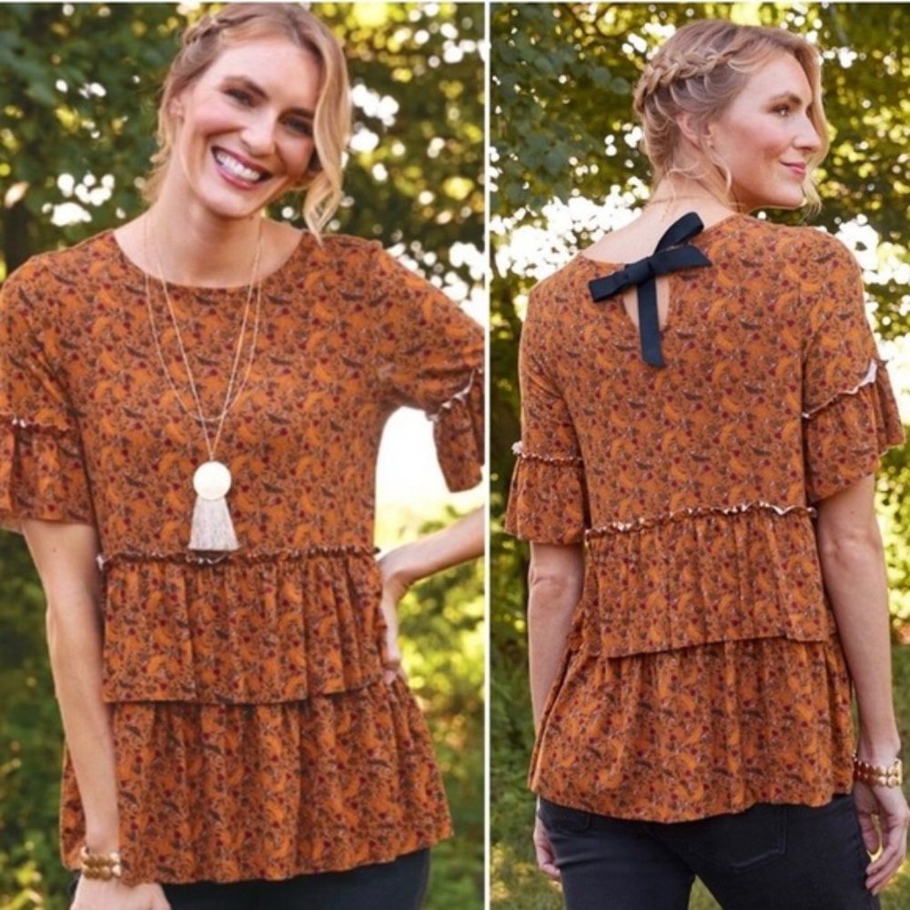 Matilda Jane Ruffle Tiered Give Thanks Knit Top - Picture 1 of 6